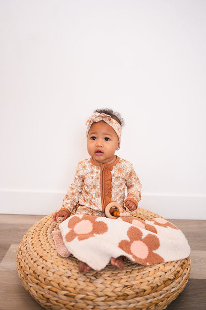 Plush Mini Blanket - Caramel Daisy