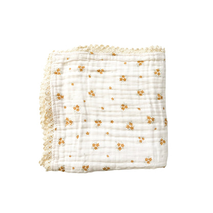 Muslin 6-Layer Blanket - Caramel Bloom Lace