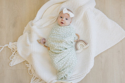 Muslin Swaddle Blanket - Sage Ditsy Floral