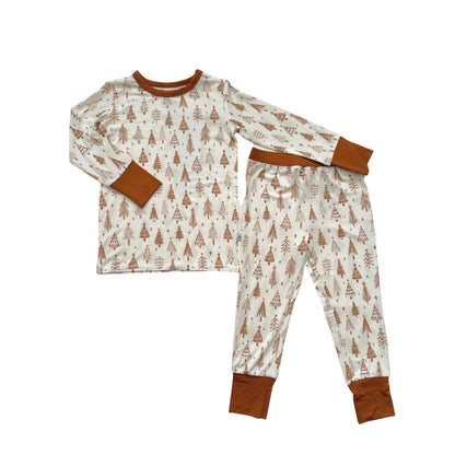 Two-Piece Pajama Set - Pine Christmas Trees