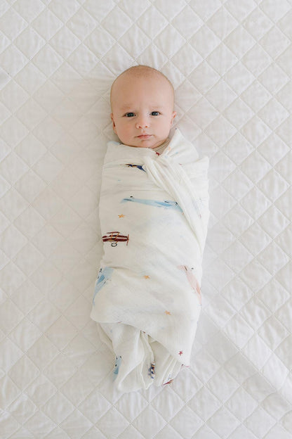 Muslin Swaddle Blanket - Vintage Airplane
